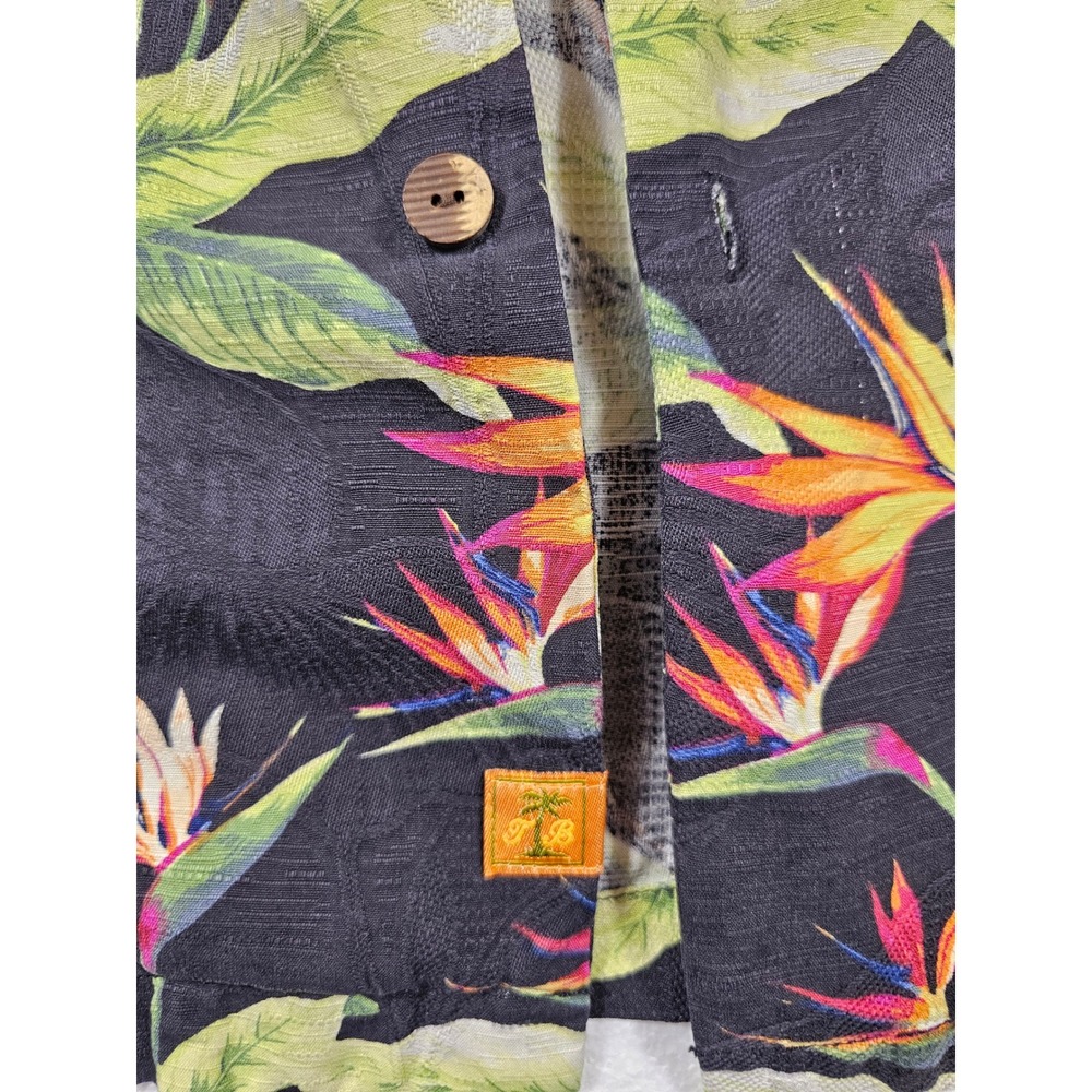 Tommy Bahama Mens Lg Silk Bird of Paradise Floral Camp Shirt Black Original Fit - Picture 4 of 7